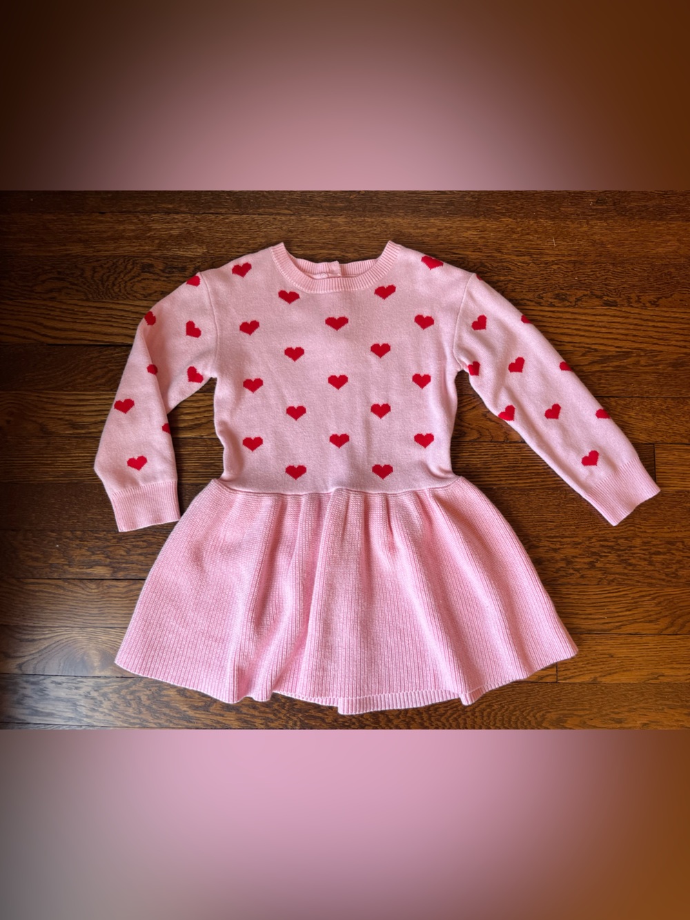 Janie and Jack Pink Knit Heart Dress - Size 4
